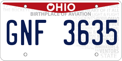 OH license plate GNF3635