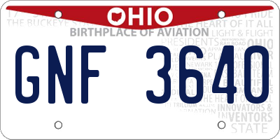 OH license plate GNF3640