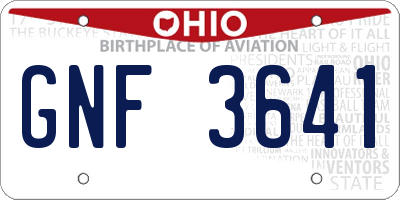 OH license plate GNF3641