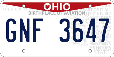 OH license plate GNF3647