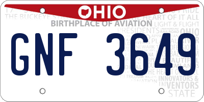 OH license plate GNF3649
