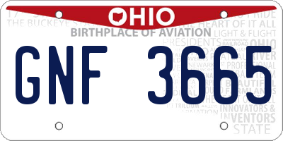 OH license plate GNF3665
