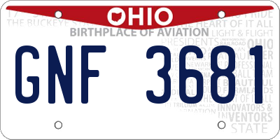 OH license plate GNF3681