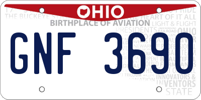 OH license plate GNF3690