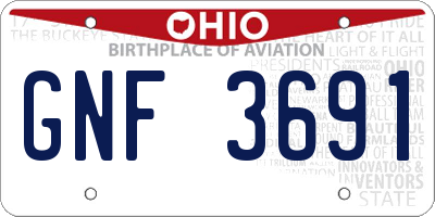 OH license plate GNF3691