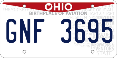 OH license plate GNF3695