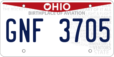 OH license plate GNF3705