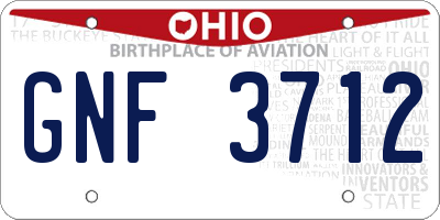 OH license plate GNF3712