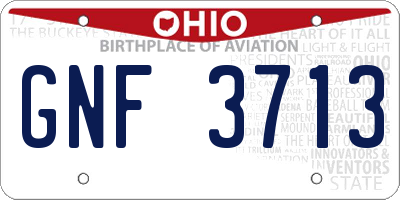 OH license plate GNF3713