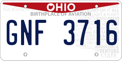 OH license plate GNF3716