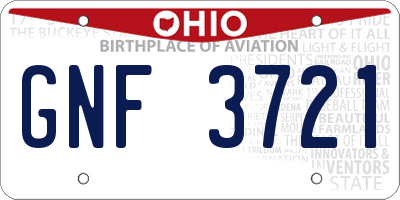OH license plate GNF3721