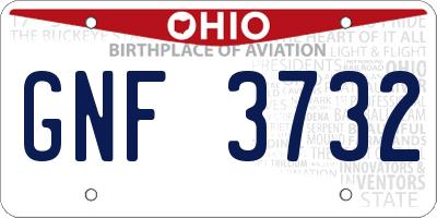 OH license plate GNF3732