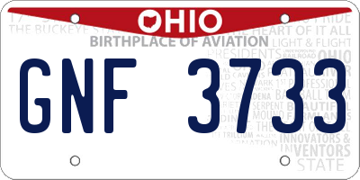 OH license plate GNF3733