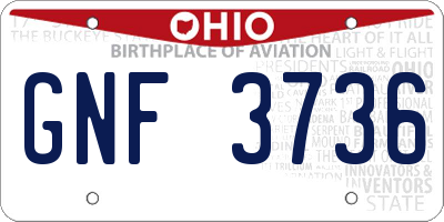 OH license plate GNF3736