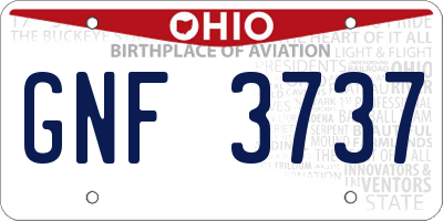 OH license plate GNF3737