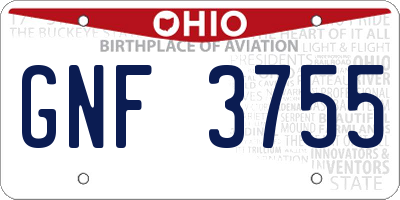 OH license plate GNF3755
