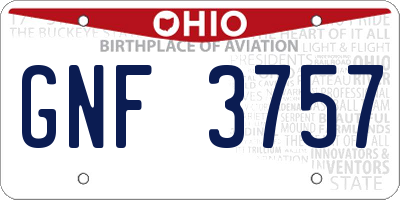 OH license plate GNF3757