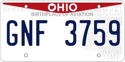 OH license plate GNF3759