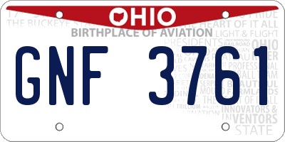 OH license plate GNF3761