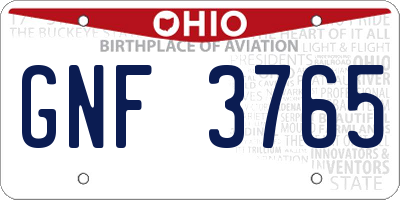 OH license plate GNF3765