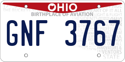 OH license plate GNF3767