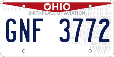 OH license plate GNF3772