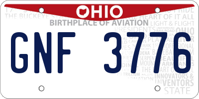 OH license plate GNF3776