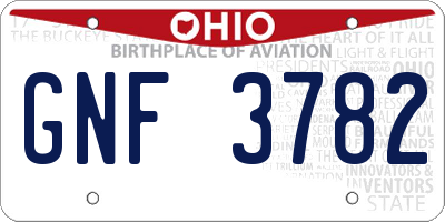 OH license plate GNF3782