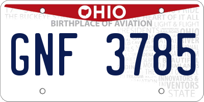 OH license plate GNF3785