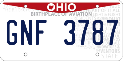 OH license plate GNF3787
