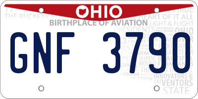OH license plate GNF3790