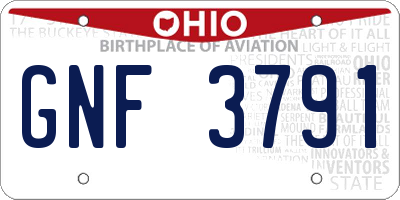OH license plate GNF3791