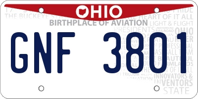 OH license plate GNF3801