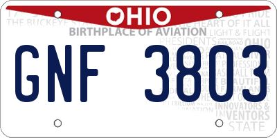 OH license plate GNF3803