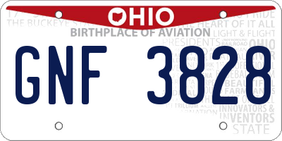OH license plate GNF3828