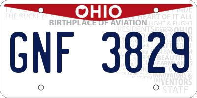 OH license plate GNF3829