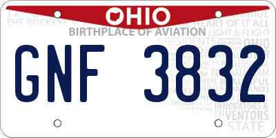 OH license plate GNF3832