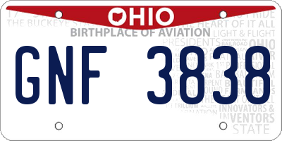 OH license plate GNF3838