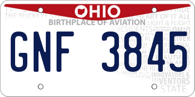 OH license plate GNF3845