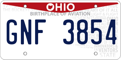OH license plate GNF3854