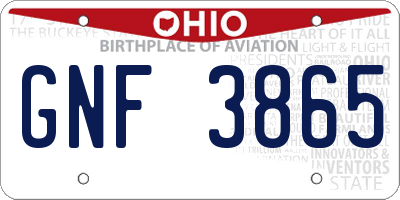 OH license plate GNF3865