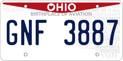 OH license plate GNF3887
