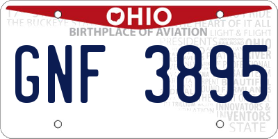 OH license plate GNF3895