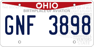 OH license plate GNF3898