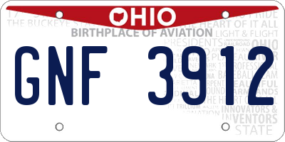 OH license plate GNF3912