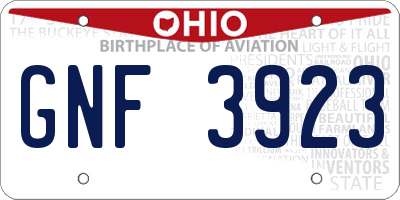 OH license plate GNF3923