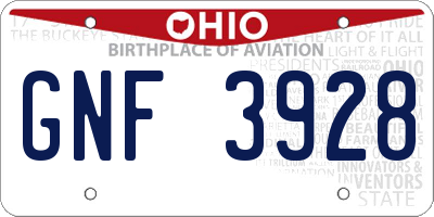 OH license plate GNF3928