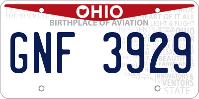 OH license plate GNF3929