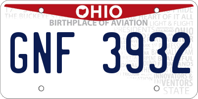 OH license plate GNF3932