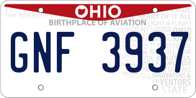 OH license plate GNF3937